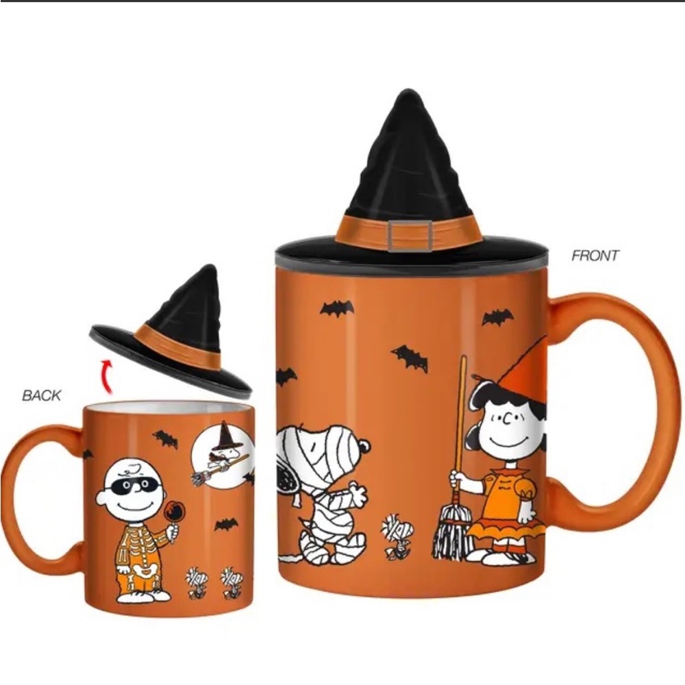 Peanuts nwt snoopy Halloween 18oz Ceramic Mug with Topper mummy witch